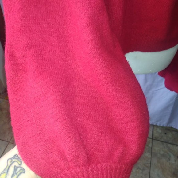 ONTWELTH BELL SLEEVE BRIGHT RED CZ EBLISHED CASHMERE SWEATER - Picture 5 of 6